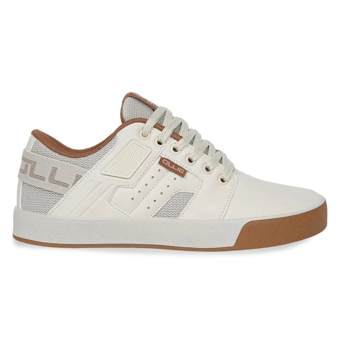 Tênis casual masculino Ollie Neo 3 na cor bege com detalhes em marrom e fechamento por cadarço